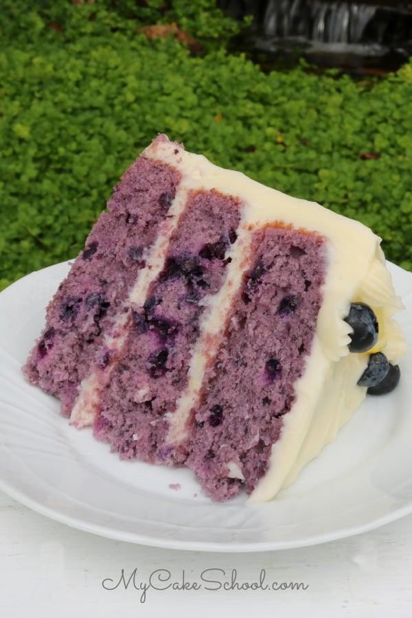 Moist and Delicious Homemade Blueberry Layer Cake with Lemon Cream Cheese Frosting