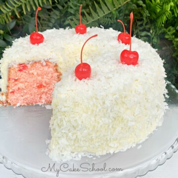 Cherry Pound Cake with Coconut Cream Cheese Frosting