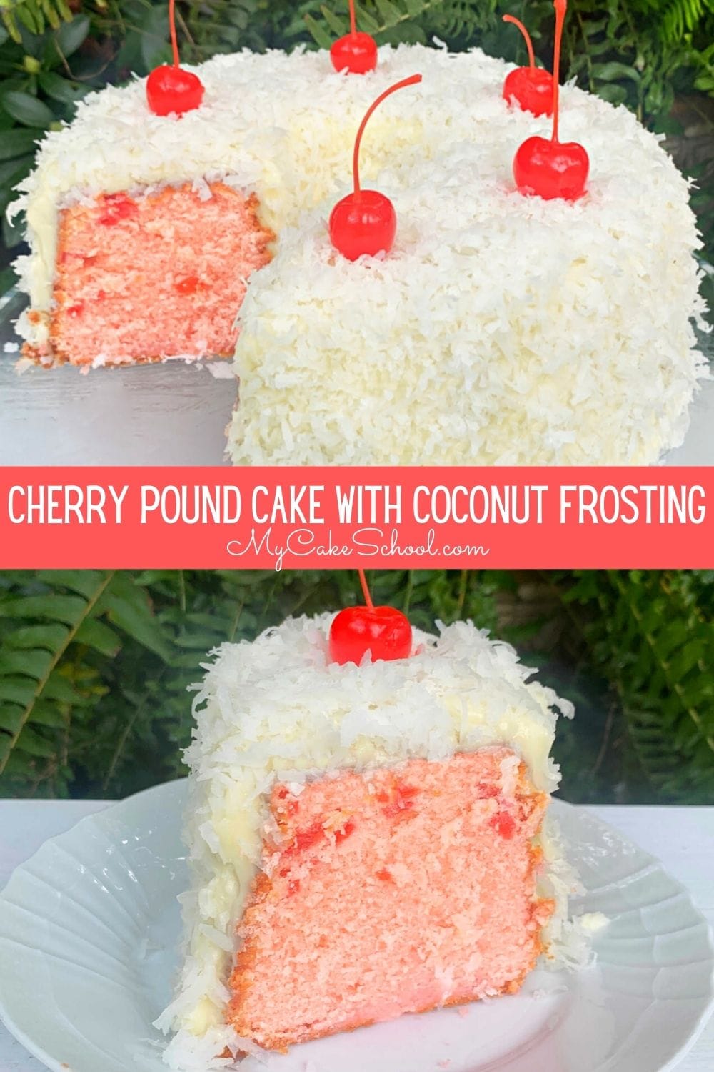 Cherry Pound Cake with Coconut Cream Cheese Frosting