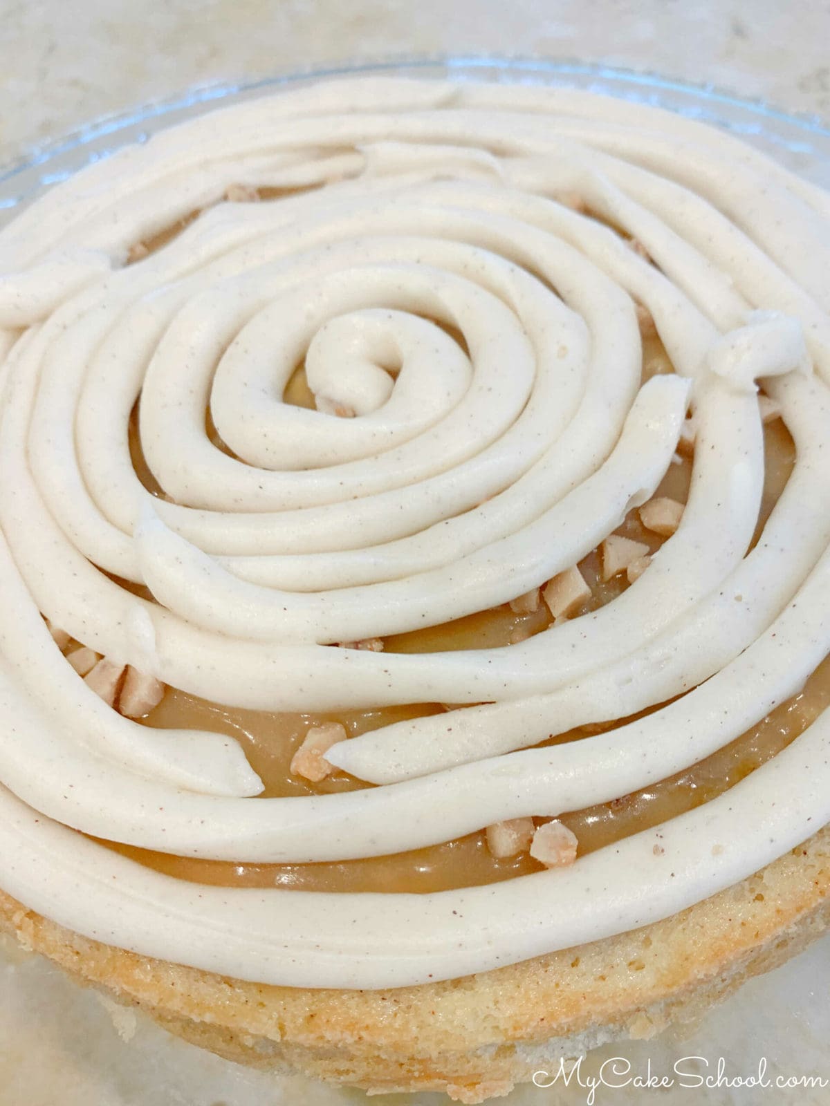 The BEST Apple Toffee Caramel Cake- This moist recipe is perfect for fall!