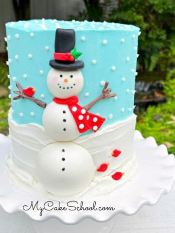 Sweet Snowman Cake- A Cake Decorating Video from My Cake School's member section.