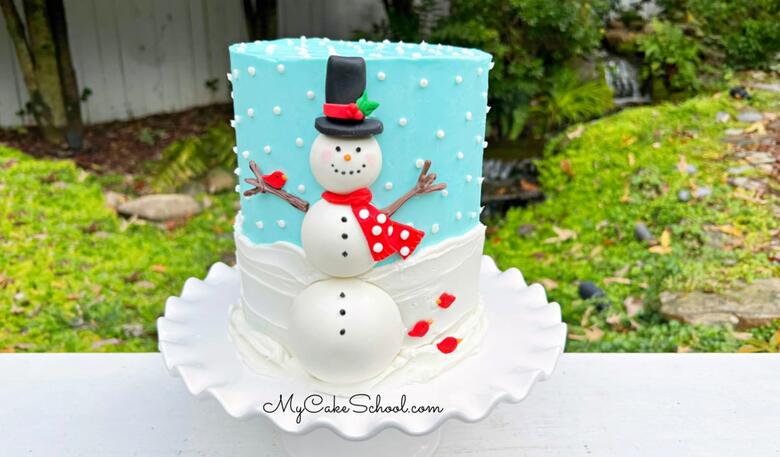 Sweet Snowman Cake- A Cake Decorating Video from My Cake School's member section.