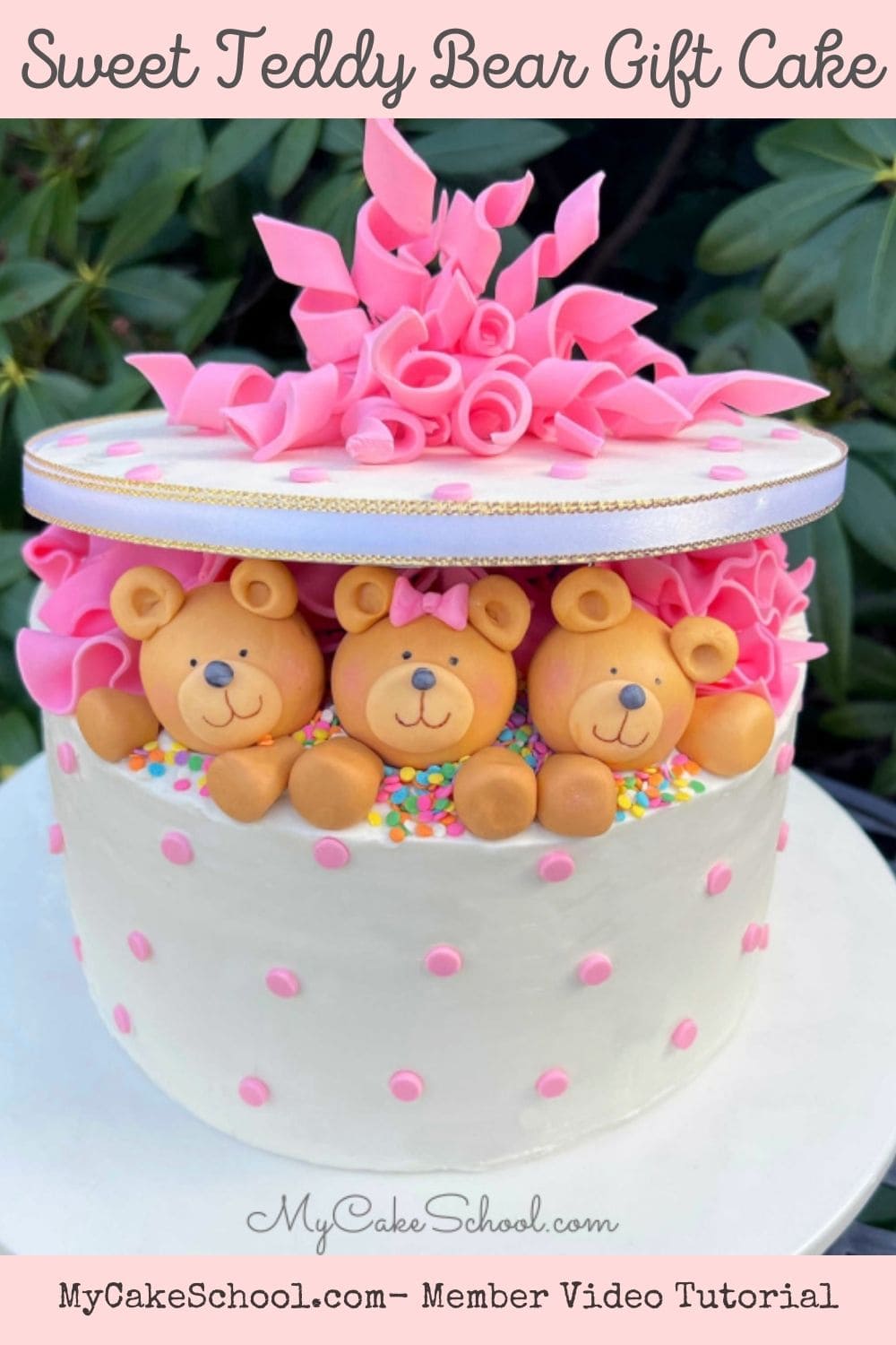 Teddy Bear Gift Cake- So cute for baby showers and young birthdays! (From My Cake School's Member Section)
