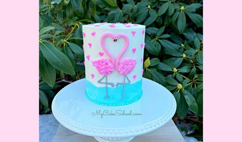 Valentine Flamingo Cake