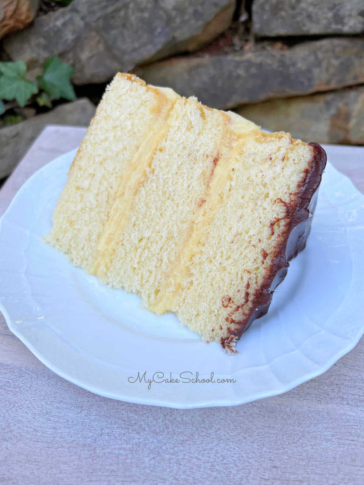 Moist and delicious Boston Cream Pie! Boston Cream Pie Slice