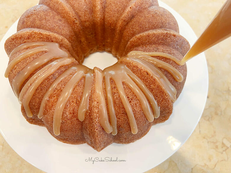 Banana Pecan Bundt Cake with Caramel Glaze