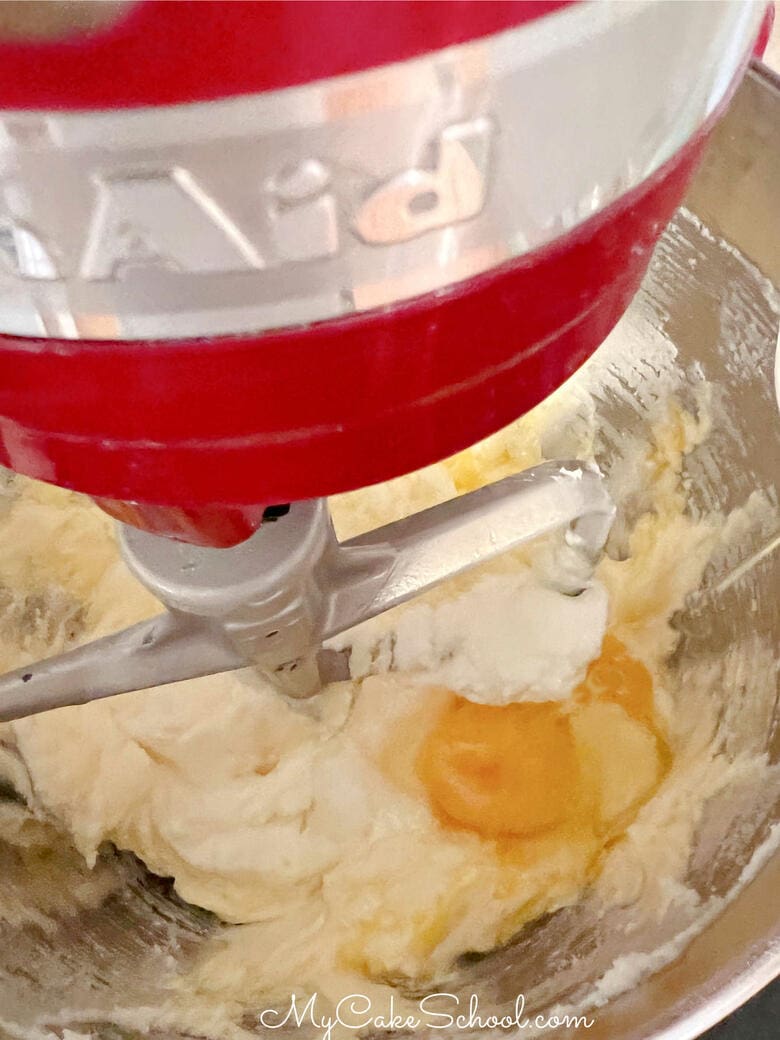 Lemon Whipping Cream Pound Cake- Adding the Eggs