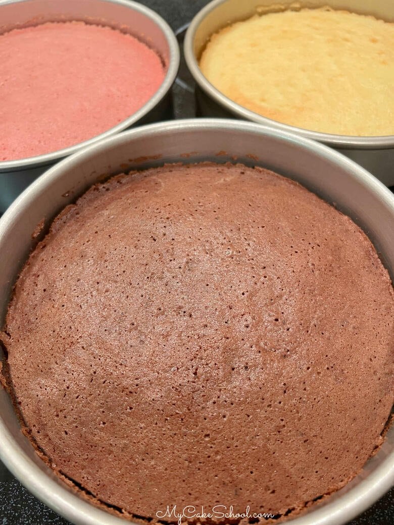 Neapolitan Cake Layers after Baking