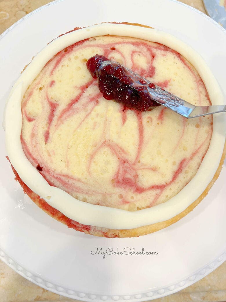 Almond Raspberry Swirl Cake