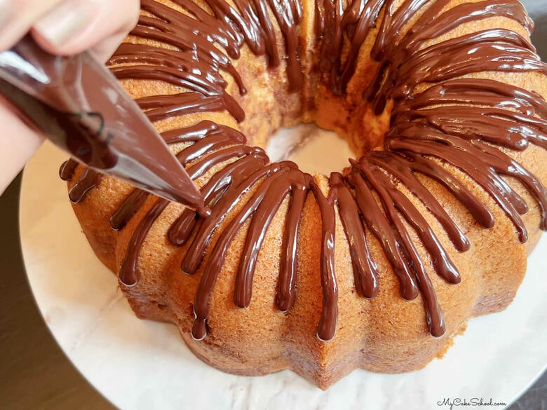 Ganache Drip over Marble Pound Cake