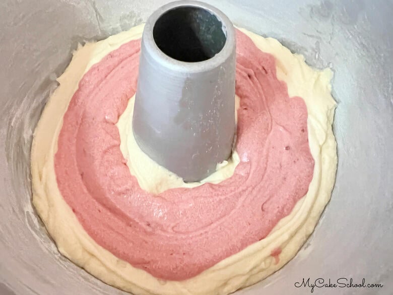 Cherry Almond Pound Cake- Layering the Batter