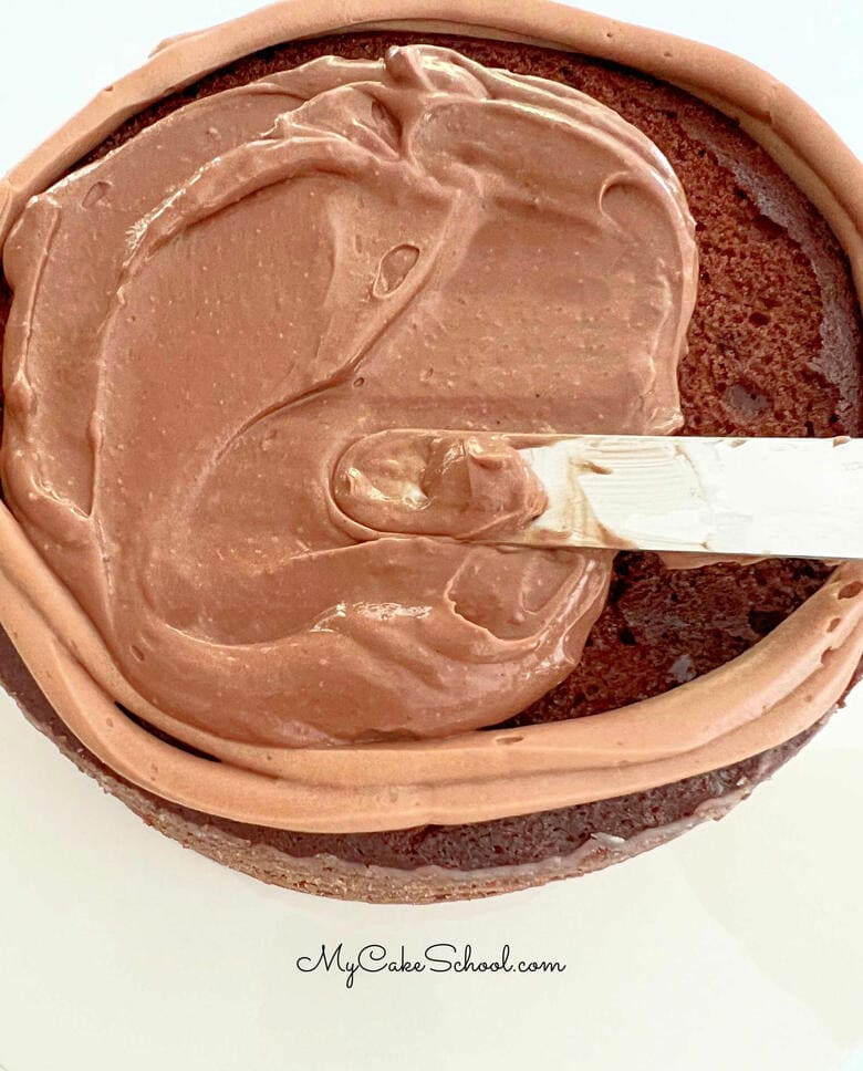 Chocolate Cream Cake- Adding the Filling