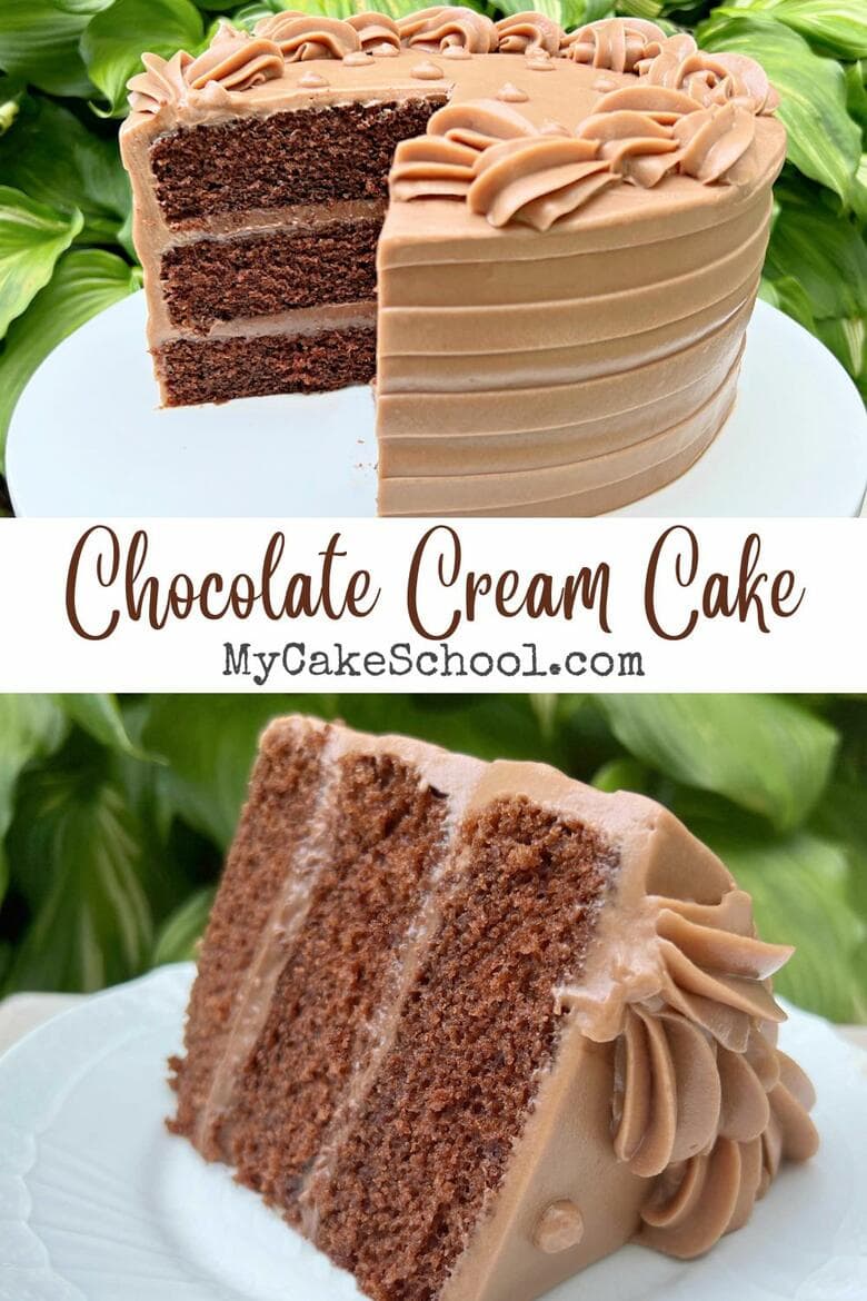 This decadent Chocolate Cream Cake consists of moist homemade chocolate cake layers with chocolate pastry cream filling and chocolate cream cheese frosting!