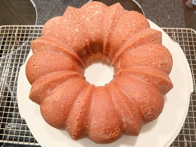 Neapolitan Pound Cake freshly baked