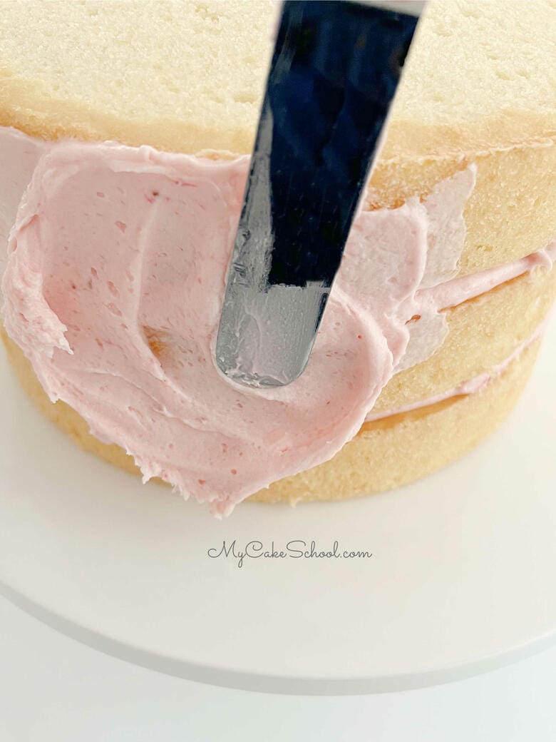 Frosting the Strawberry Mousse Cake