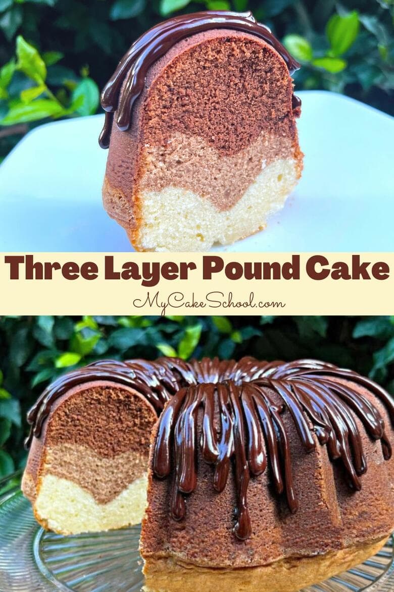 This Three Layer Pound Cake is so moist, delicious, and beautiful with layers of chocolate and vanilla!
