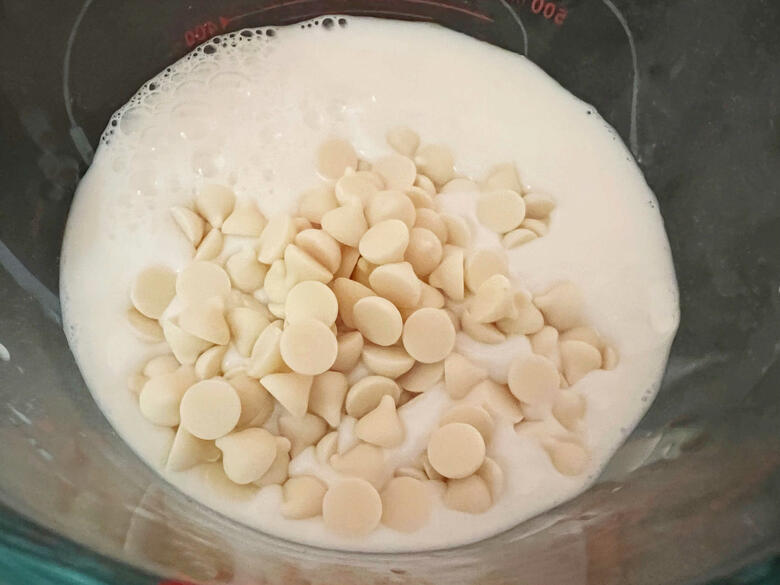 White Chocolate Chips and Milk before melting