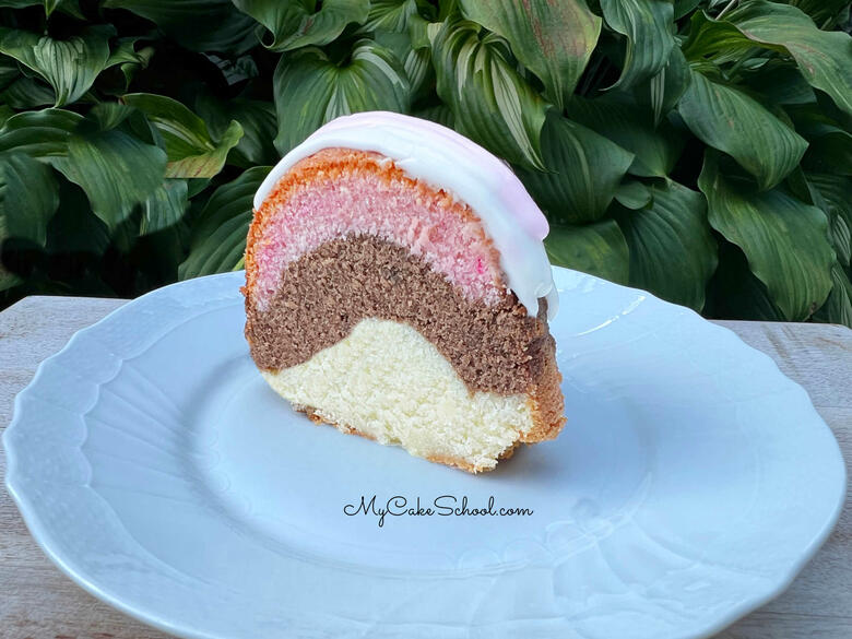 Neapolitan Pound Cake Slice