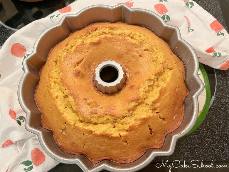 Pumpkin Toffee Pecan Pound Cake- Fresh from the oven