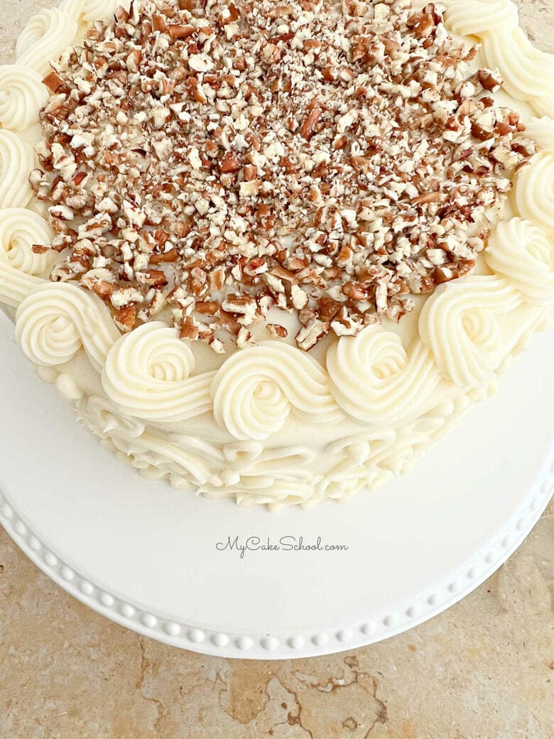 Top of the Apple Caramel Pecan Cake