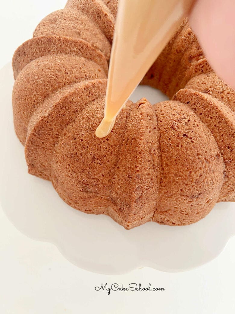 Apple Pecan Bundt Cake with Caramel Glaze