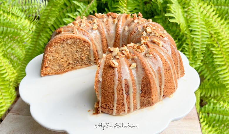 Apple Pecan Bundt Cake with Caramel Glaze