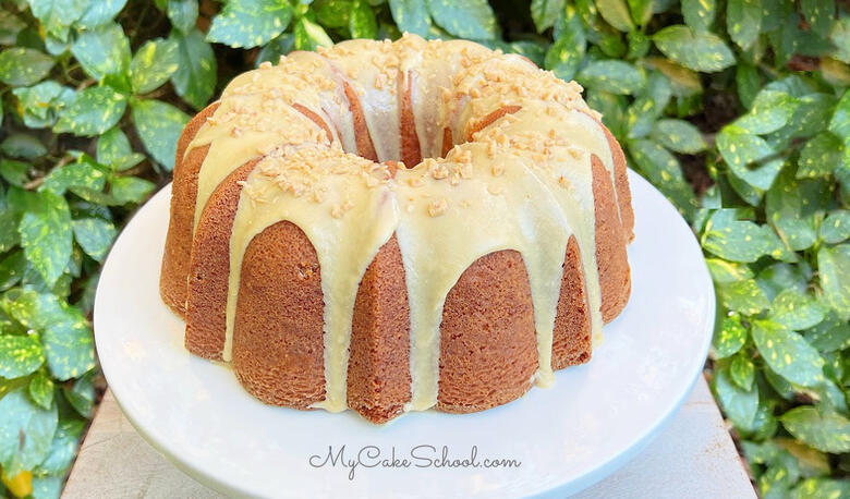 Freshly glazed Brown Sugar Toffee Pound Cake