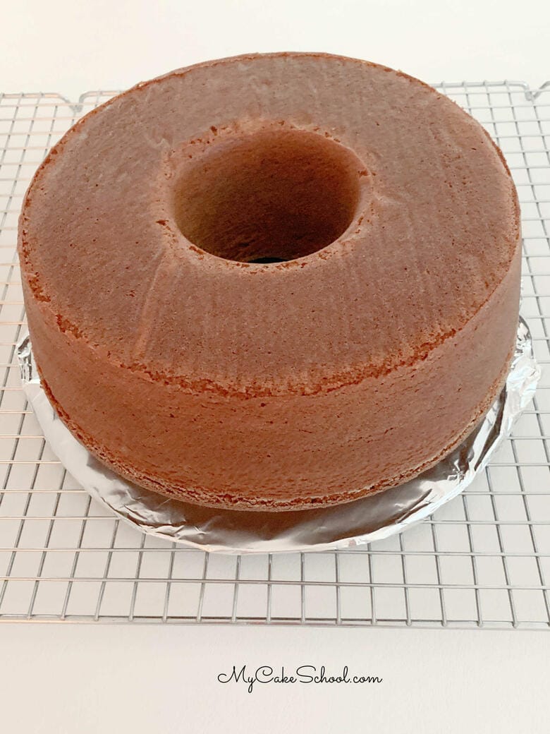 Chocolate Pound Cake cooling on a cooling rack