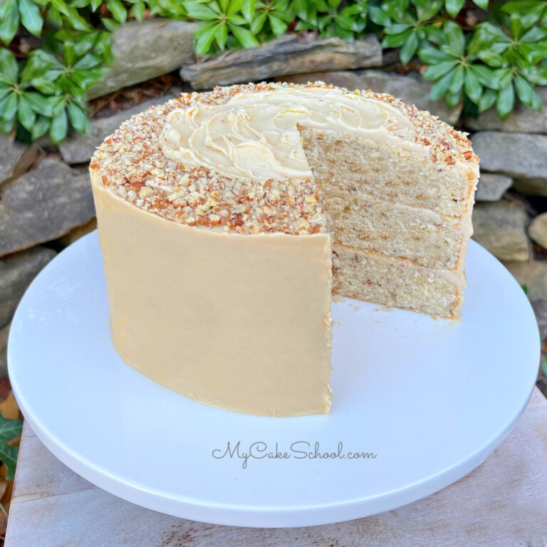 Lemon Cream Cake on a glass pedestal