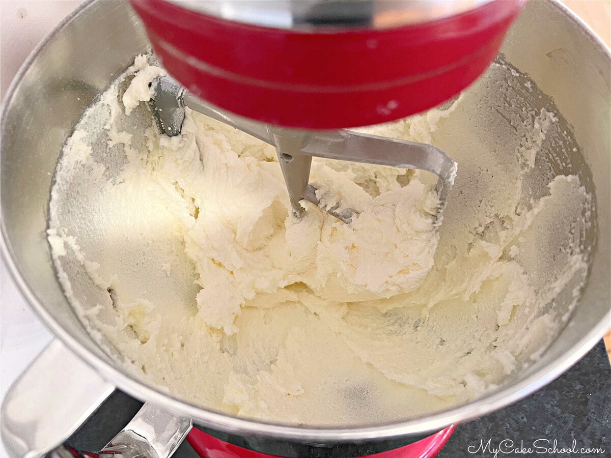 Creaming Butter and Sugar in Mixing Bowl