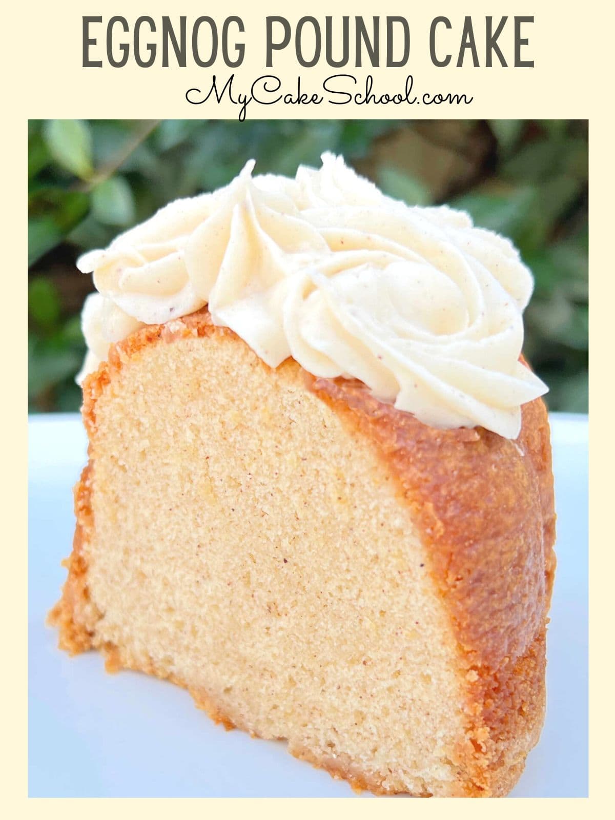 Slice of Eggnog Pound Cake