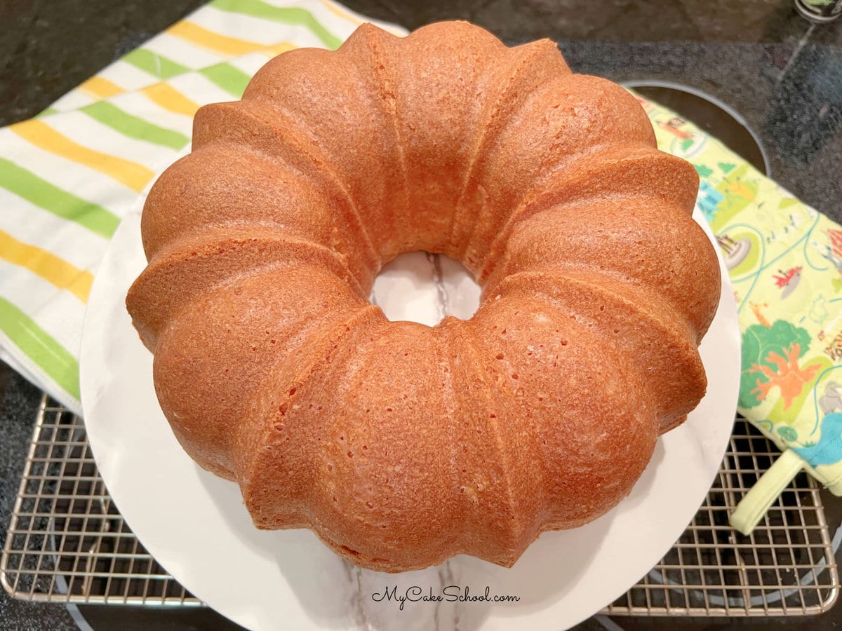 Pound cake on pedestal