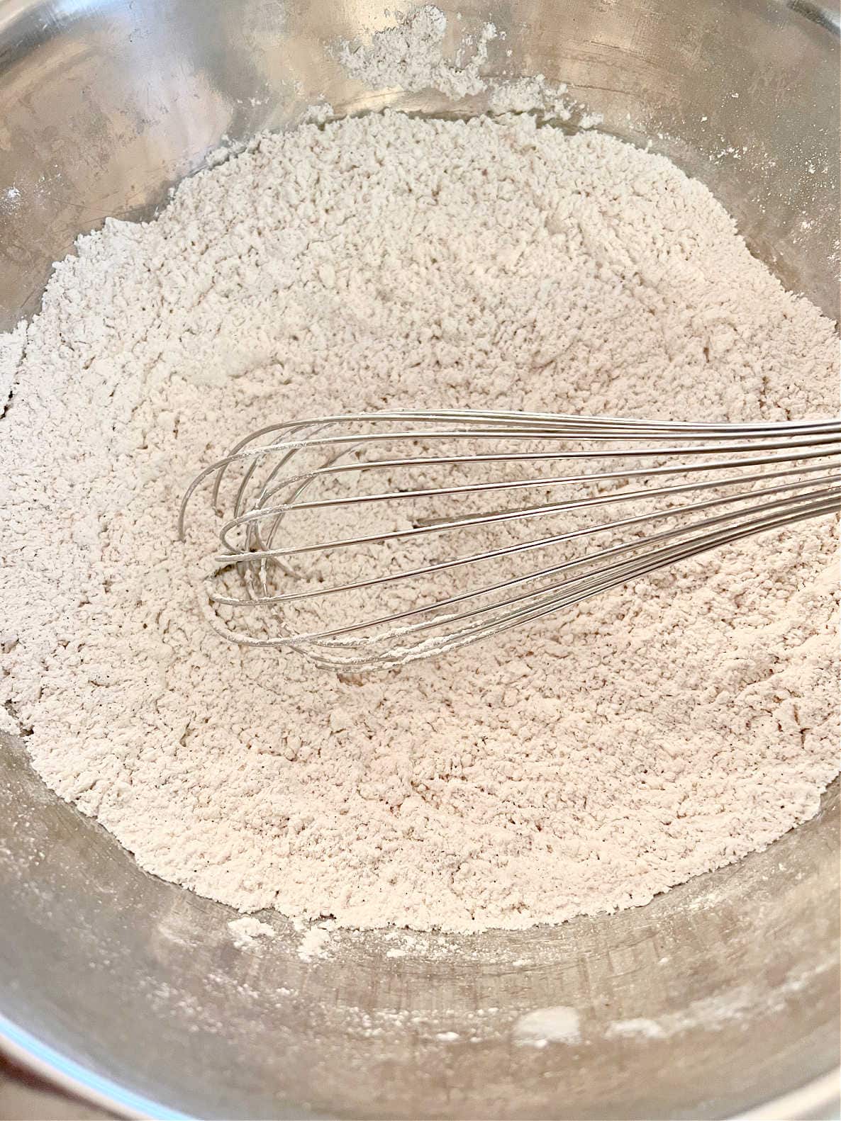 Bowl with Whisk and Dry Ingredients