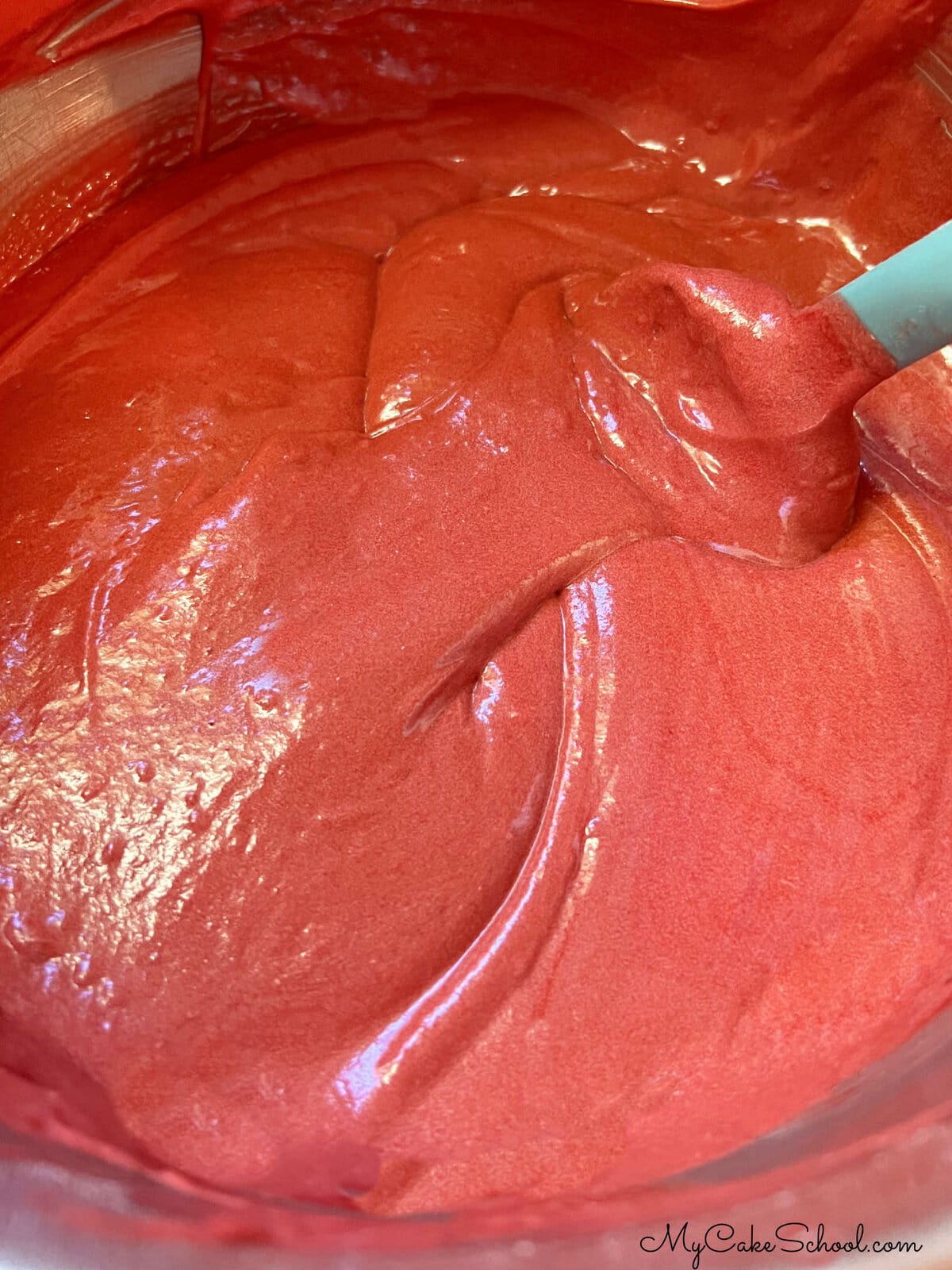 Mixing Bowl of Red Velvet Cake Batter