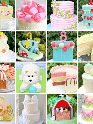 Collage of birthday cake recipes and design ideas