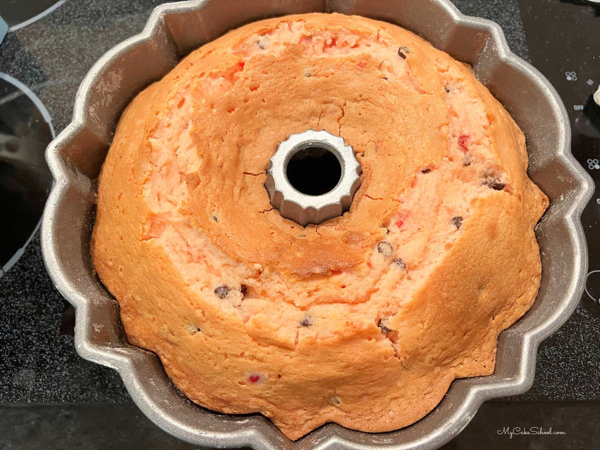 Freshly Baked Cherry Chocolate Chip Cake