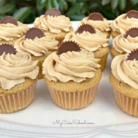 Platter of Peanut Butter Cupcakes, topped with Reese's Cup