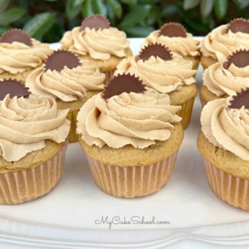 Platter of Peanut Butter Cupcakes, topped with Reese's Cup