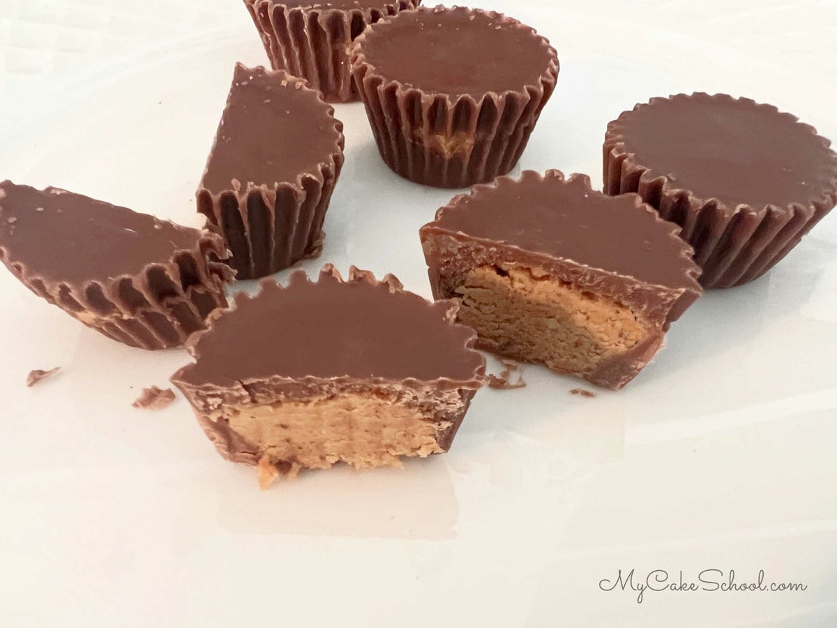 Plate of sliced miniature Reese's Cups