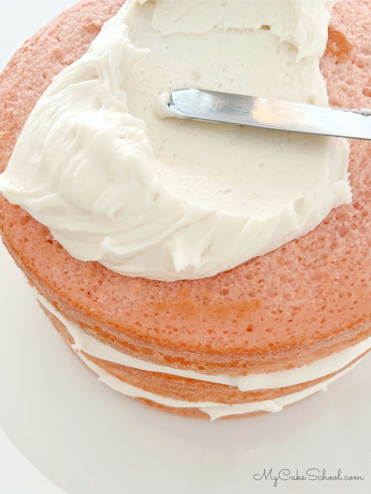 Crumb Coating the filled, stacked, cake layers