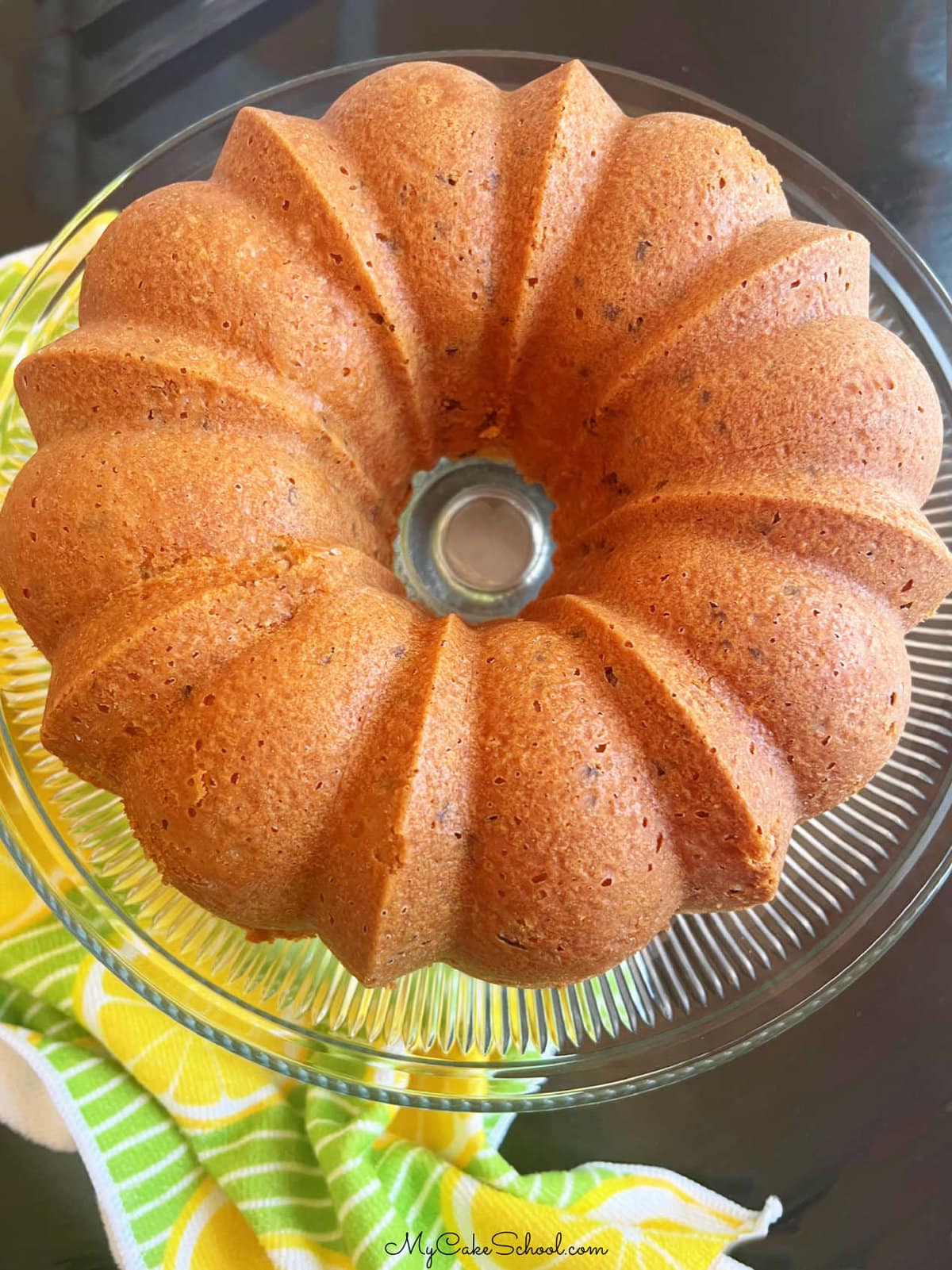 Chocolate Chip Pound Cake on Pedestal