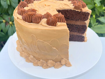 Mocha Cake on pedestal