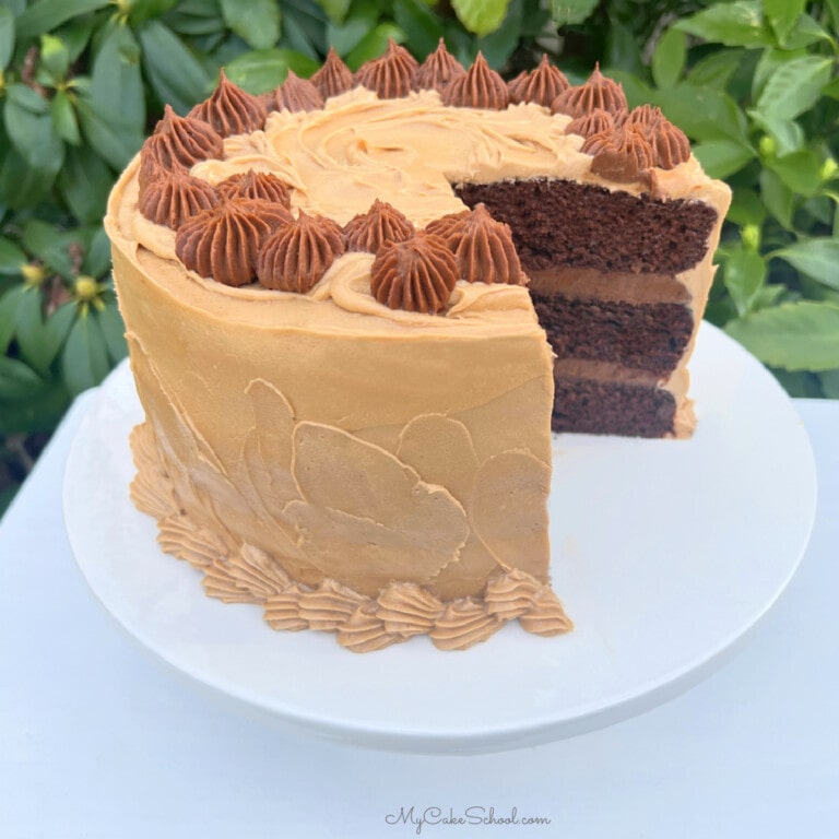 Mocha Cake on pedestal