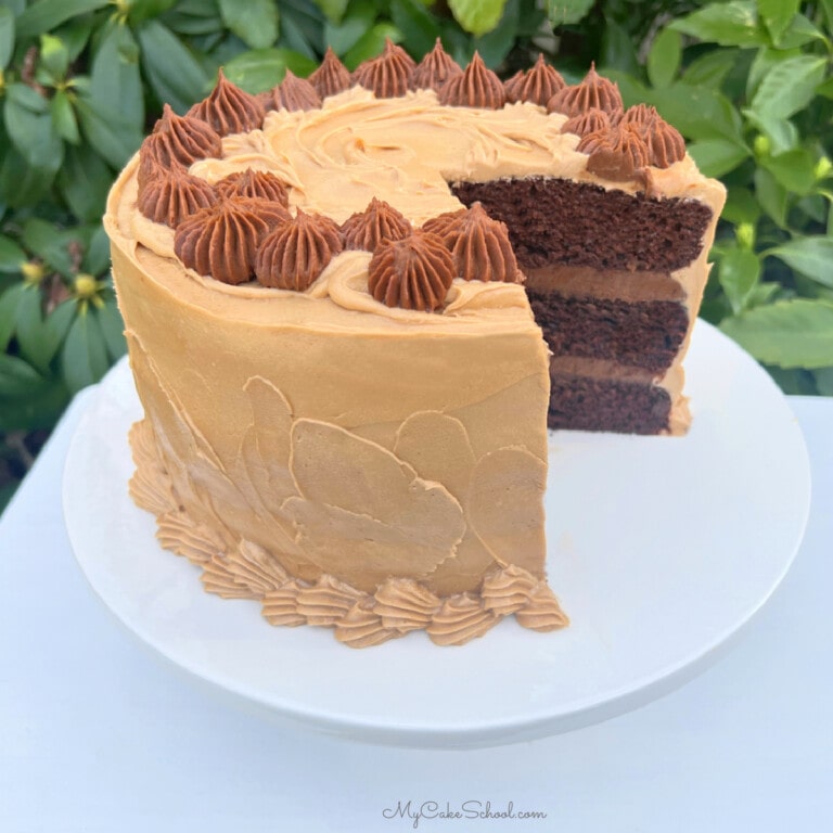 Lemon Cream Cake on a glass pedestal