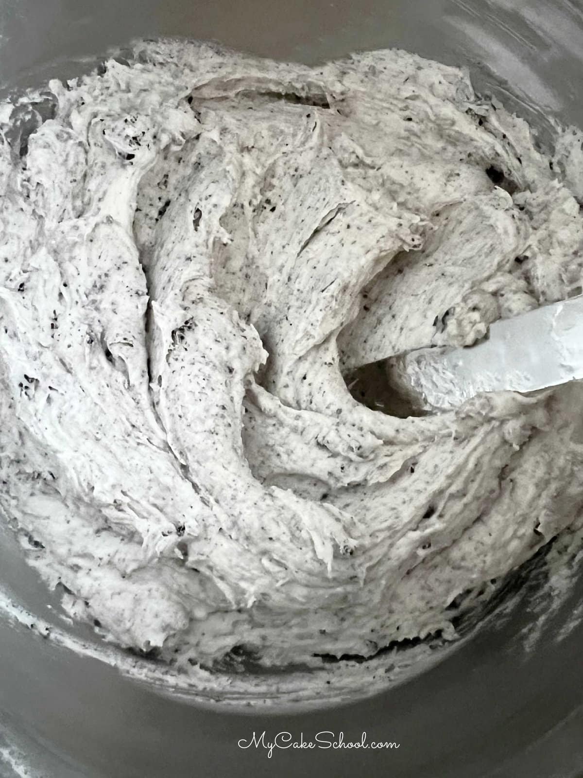 Bowl of Oreo Buttercream with Spatula