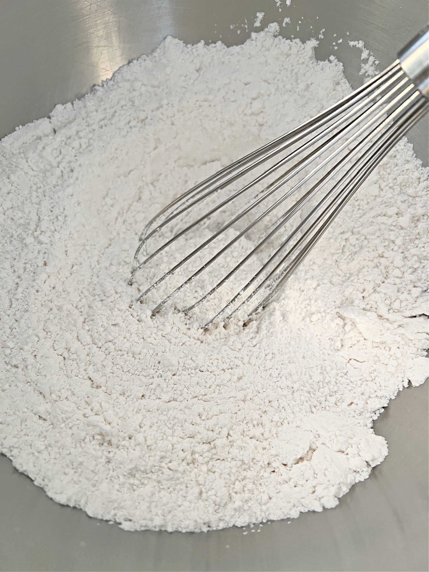 Dry Ingredients in Mixing Bowl with Whisk