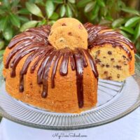 Chocolate Chip Pound Cake on Pedestal