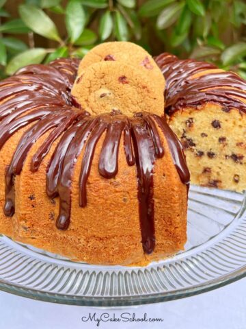 Chocolate Chip Pound Cake on Pedestal