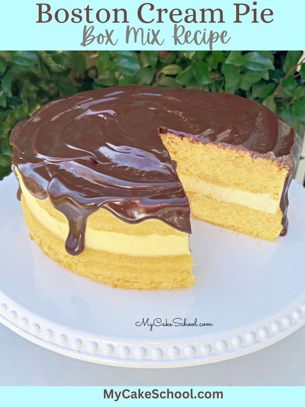 Two Layer Boston Cream Pie Cake (doctored cake mix)