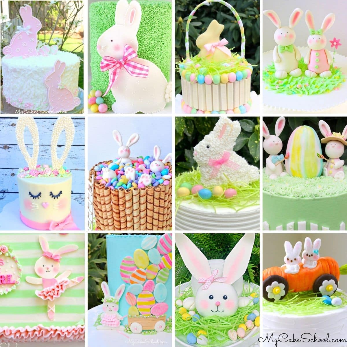 Collage of bunny cake ideas